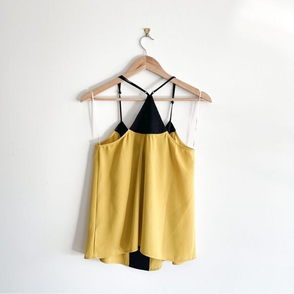 Forever 21 Colorblock Beaded Racerback Cami Yellow Black Top Women's M - Picture 2 of 5